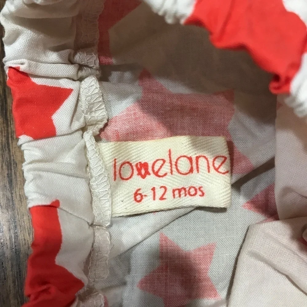 Lovelane Bloomers Baby 6M White Pull On Diaper Cover Stars‎ Summer Preppy Retro